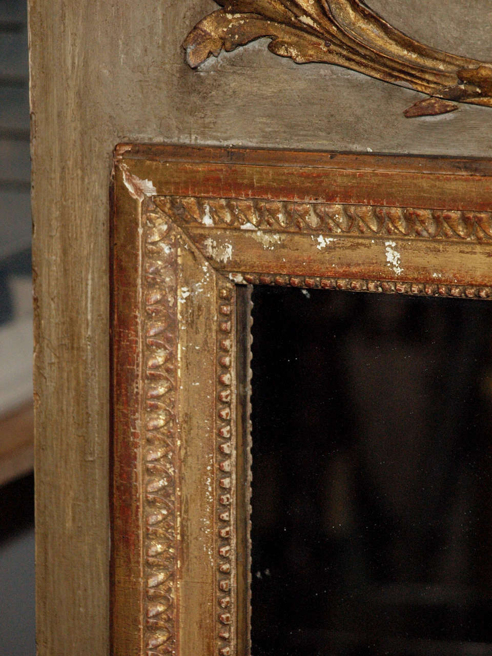 Wood Louis XVI Trumeau Mirror For Sale