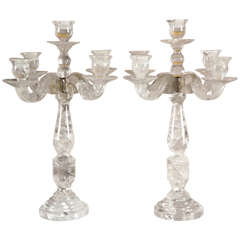 Magnificent Pair of Rock Crystal Candelabras