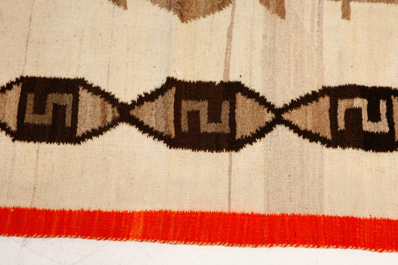 Brown, Ivory, and Orange Navajo Rug at 1stDibs