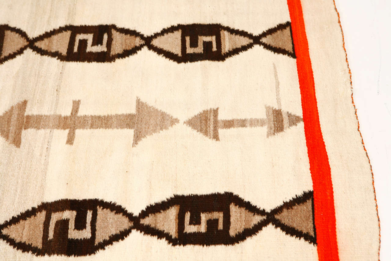 Brown, Ivory, and Orange Navajo Rug at 1stDibs