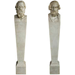 Pair of Grand Tour Marble Terms or Pedestals
