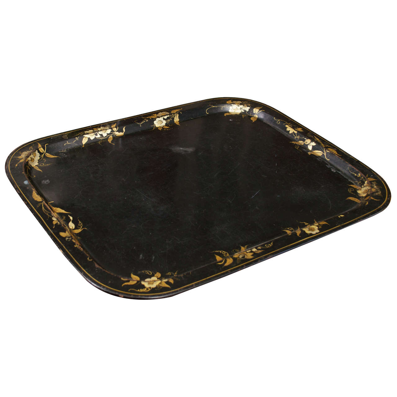French Parcel Gilt Tôle Tray, 19th Century For Sale