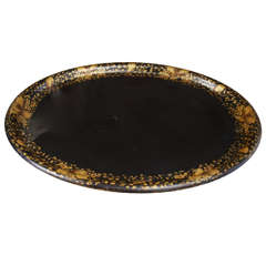 19th c. Painted and Parcel Gilt Tole Serving Tray