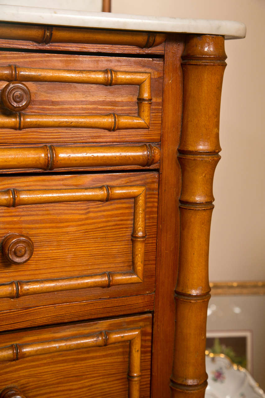 19th c. Faux Bamboo French Chest of Drawers 2