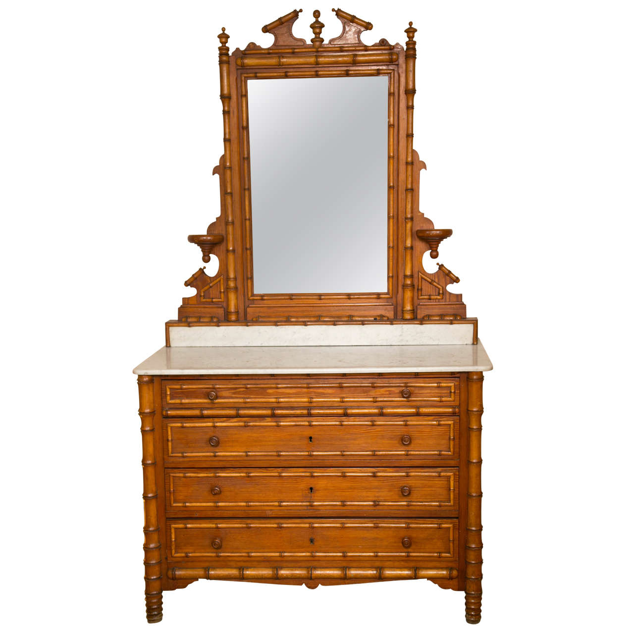 19th c. Faux Bamboo French Chest of Drawers