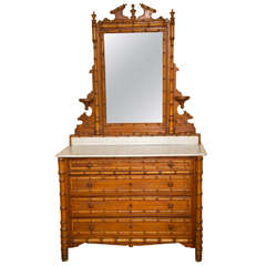 19th c. Faux Bamboo French Chest of Drawers