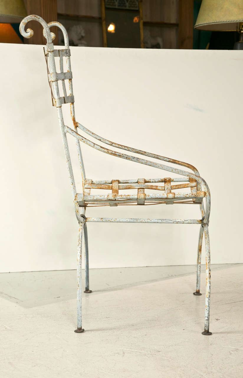 20th Century Pair of Basket Weave Wrought Iron 