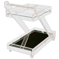 1970's Lucite Z Shape Bar Cart