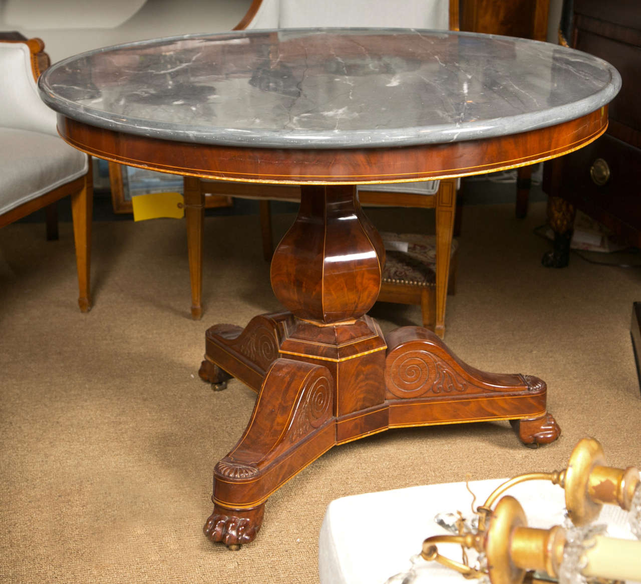 Mahogany Center Table with Marble