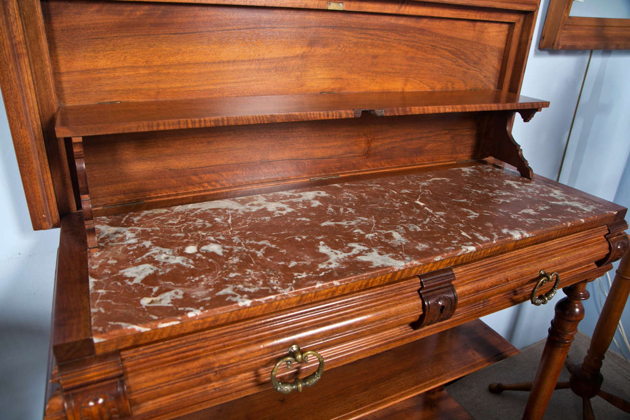 Edwardian Sideboard With Chippendale Style Marble Inlay 5