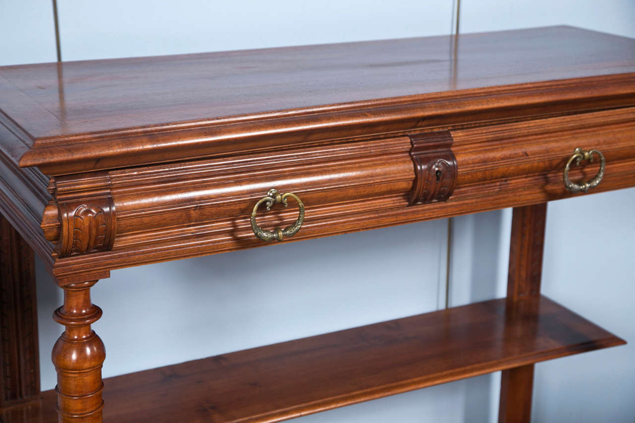 Edwardian Sideboard With Chippendale Style Marble Inlay In Good Condition In Stamford, CT