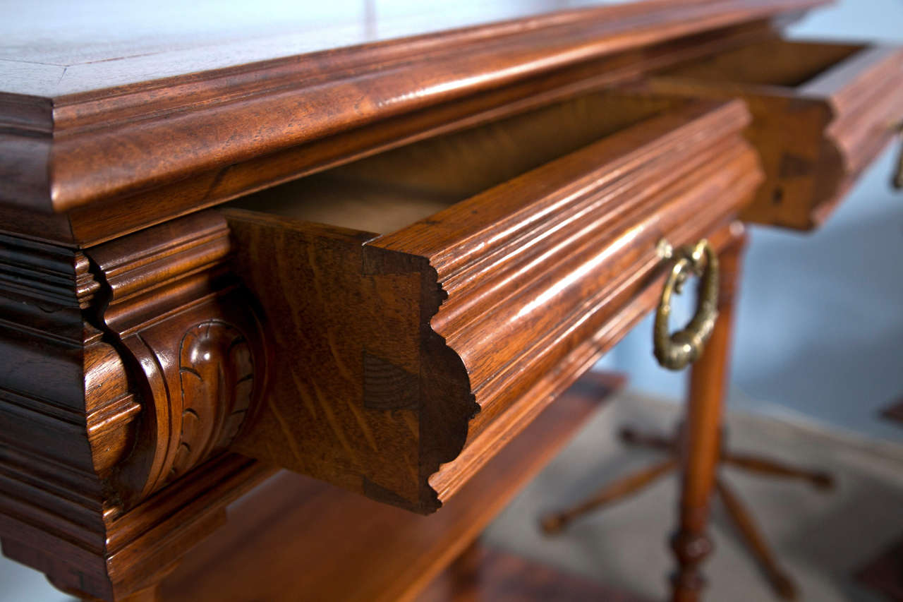 20th Century Edwardian Sideboard With Chippendale Style Marble Inlay