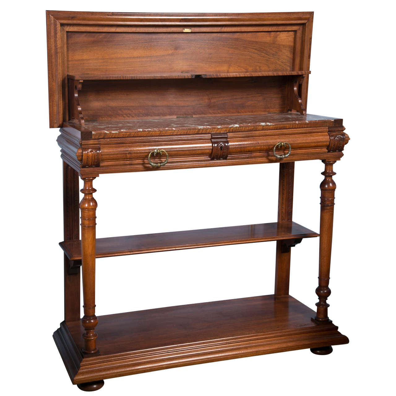 Edwardian Sideboard With Chippendale Style Marble Inlay