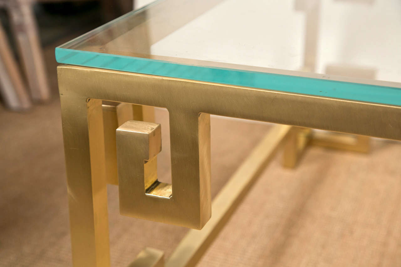Mastercraft Greek Key  Brass Cocktail table In Excellent Condition In Stamford, CT