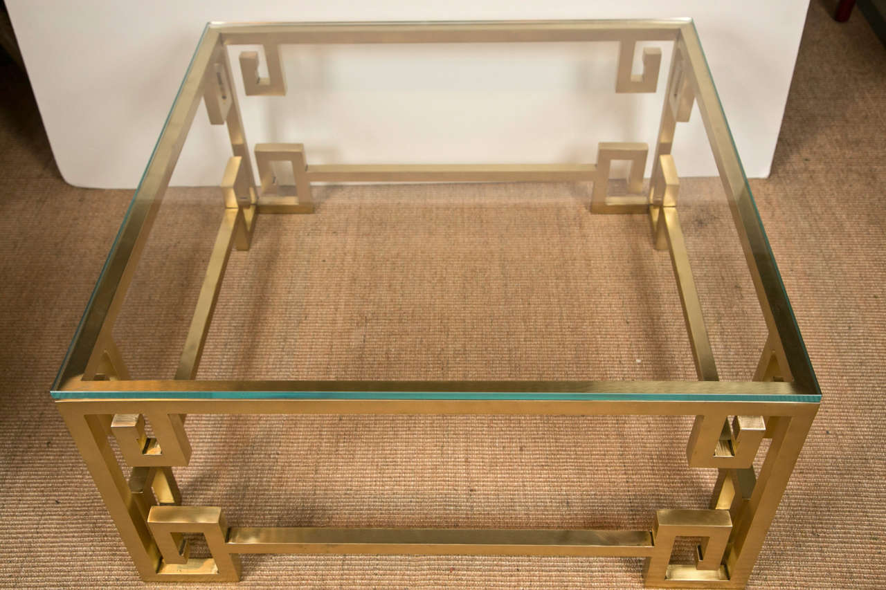 Late 20th Century Mastercraft Greek Key  Brass Cocktail table