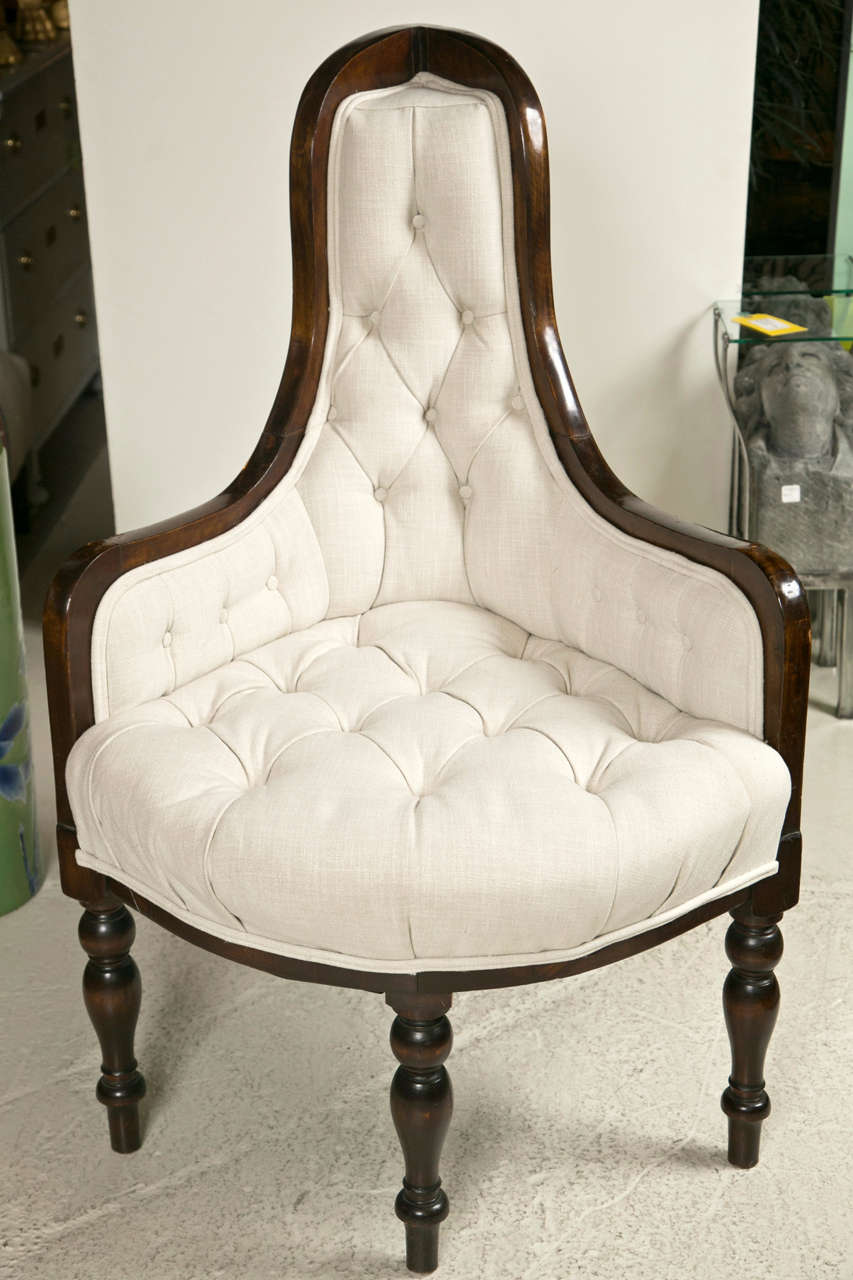 Upholstered and very unusual corner chair - London 19thc.