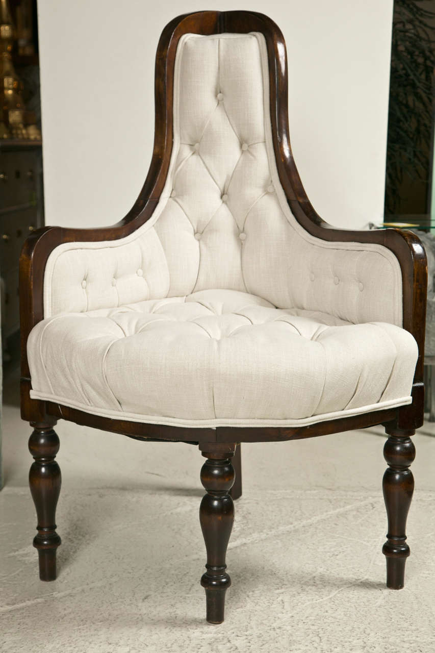 19th Century Upholstered Corner Chair In Excellent Condition In Stamford, CT