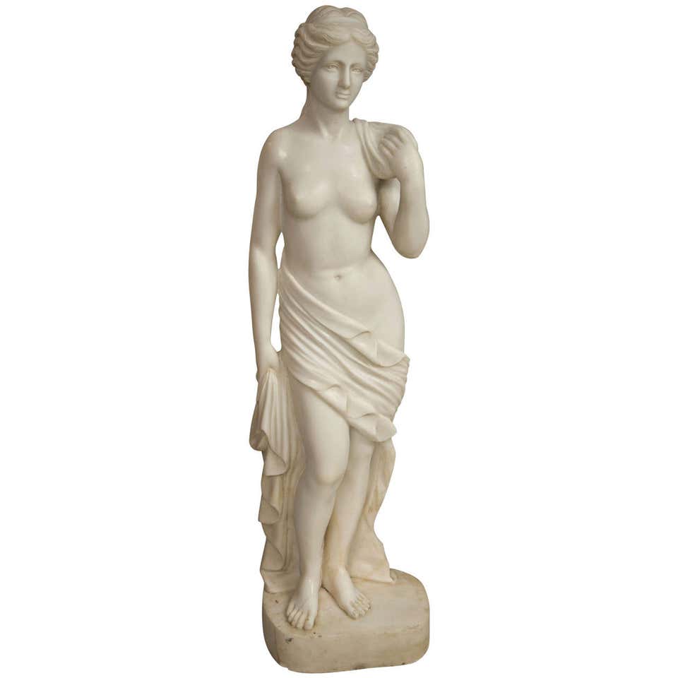 Antique French Classical Greek Female Stone Garden Statue 