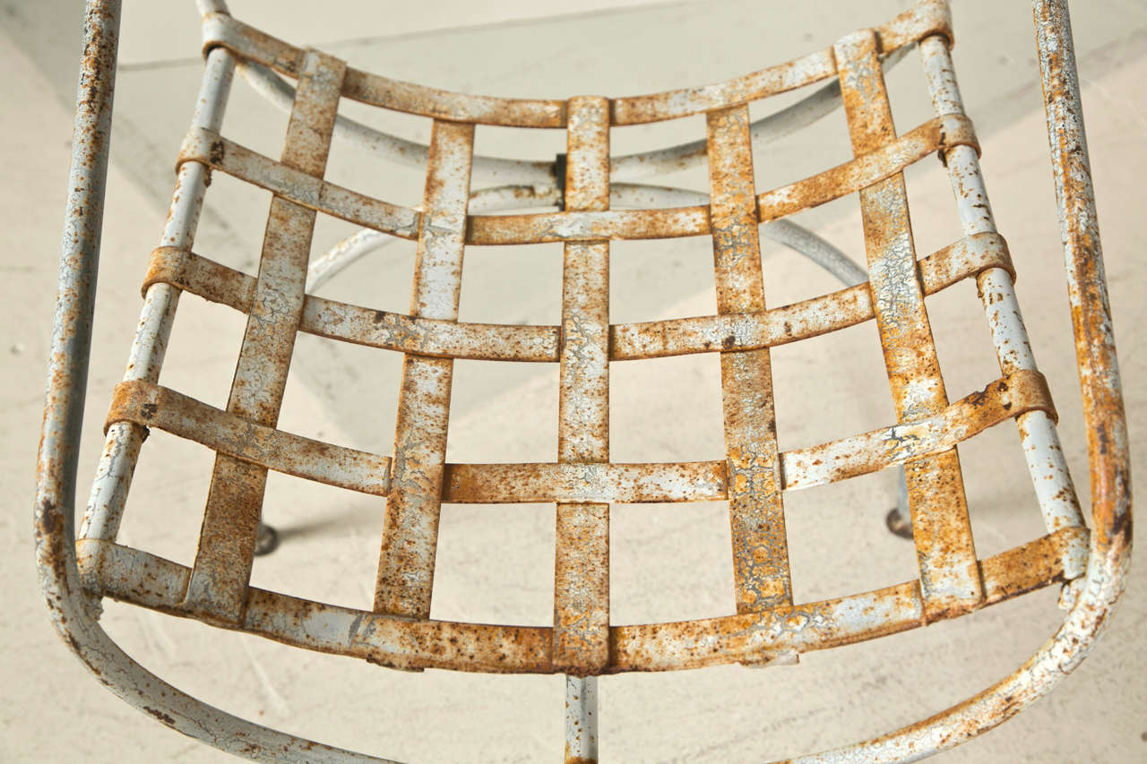 Pair of Basket Weave Wrought Iron "Beverly Hills Hotel" Style Garden