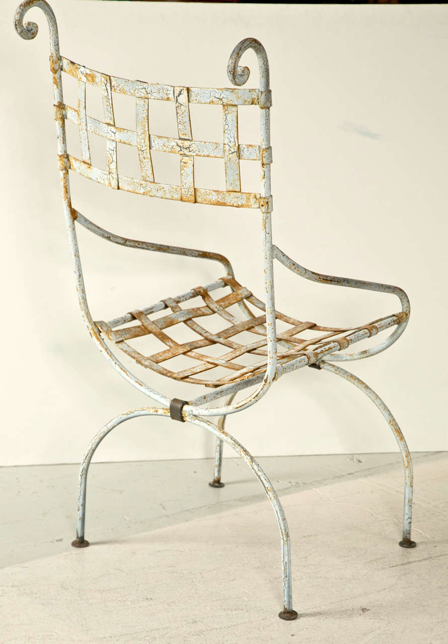 Pair of Basket Weave Wrought Iron "Beverly Hills Hotel" Style Garden