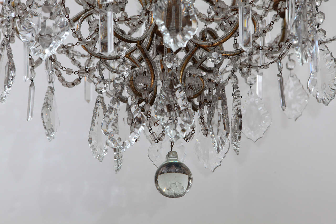 Italian Macarone Beaded Crystal Chandelier In Good Condition For Sale In Los Angeles, CA