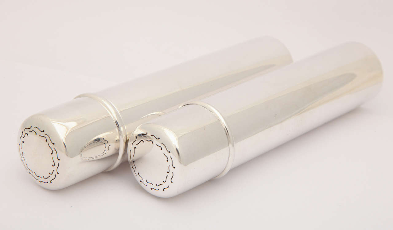 Pair of Early Tiffany & Co. Sterling Silver Cigar Tubes In Excellent Condition In New York, NY