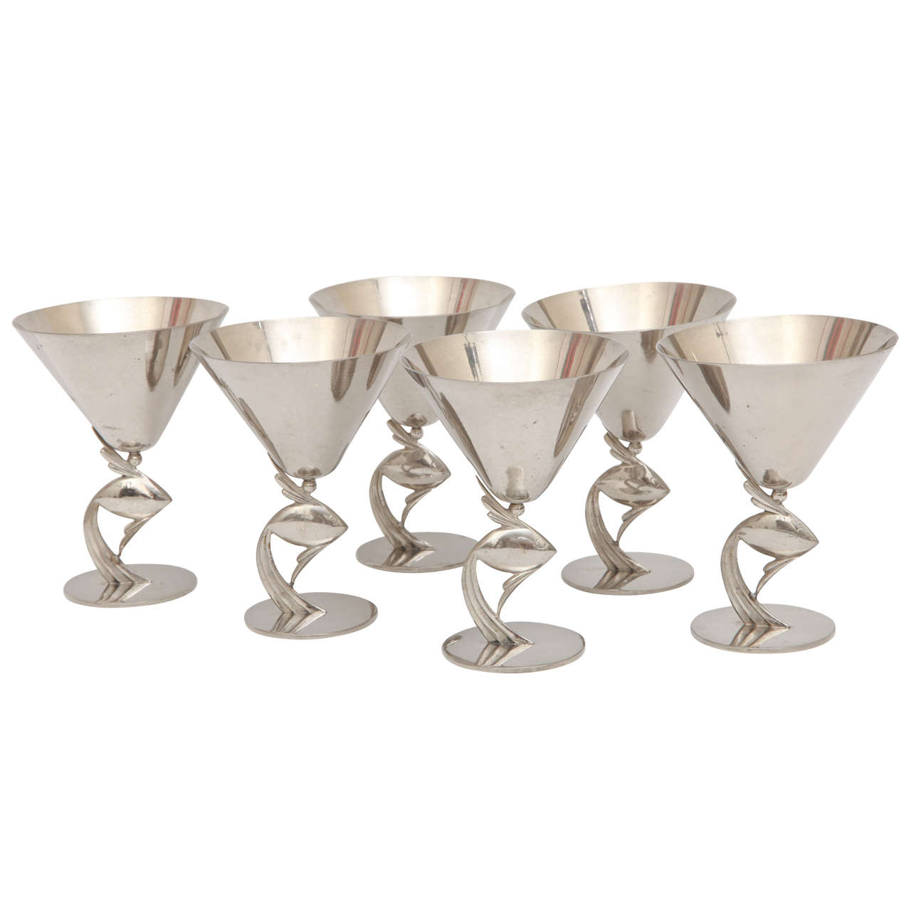 Art Deco Set of Six Fish Cocktail Cups by Hagenauer For Sale