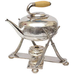 Silver Curling Stone Teapot with Warmer