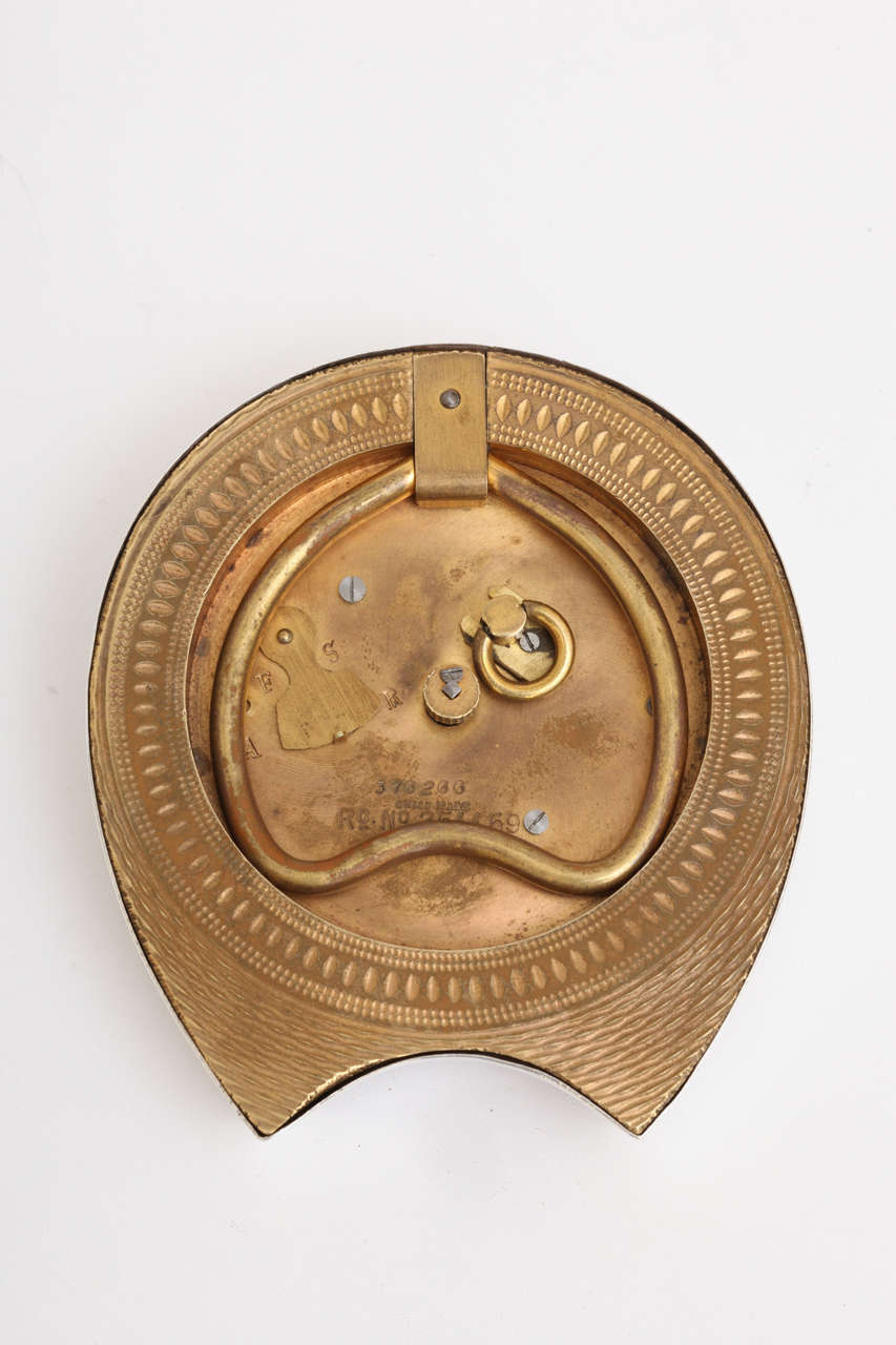 English Sterling Silver Horseshoe Clock by Douglas Clock Co.