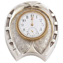 Sterling Silver Horseshoe Clock by Douglas Clock Co.
