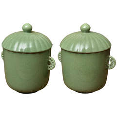 Pair of Celadon Ginger Jars