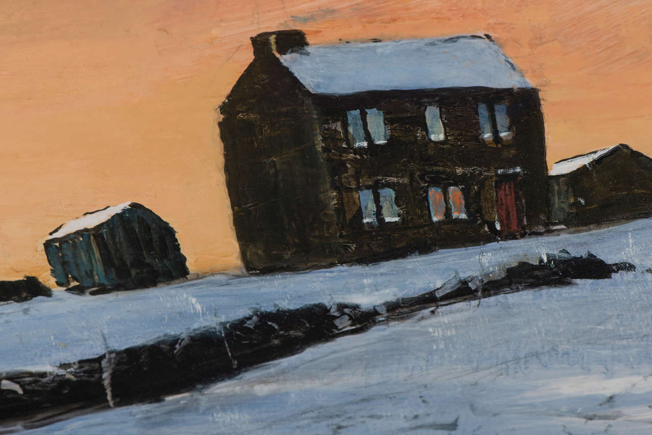 Peter Brook landscape painting oil on board, England circa 1970 For Sale 2