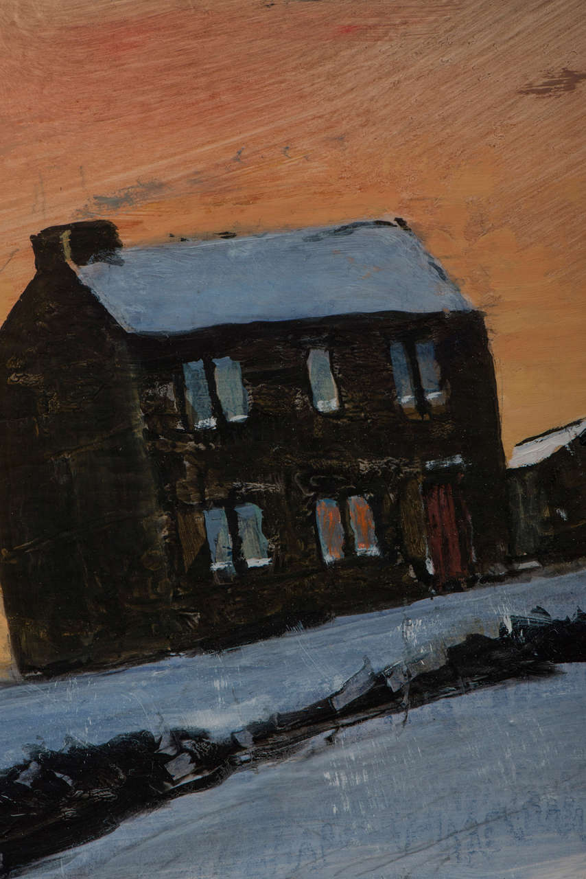 Peter Brook landscape painting oil on board, England circa 1970 For Sale 1