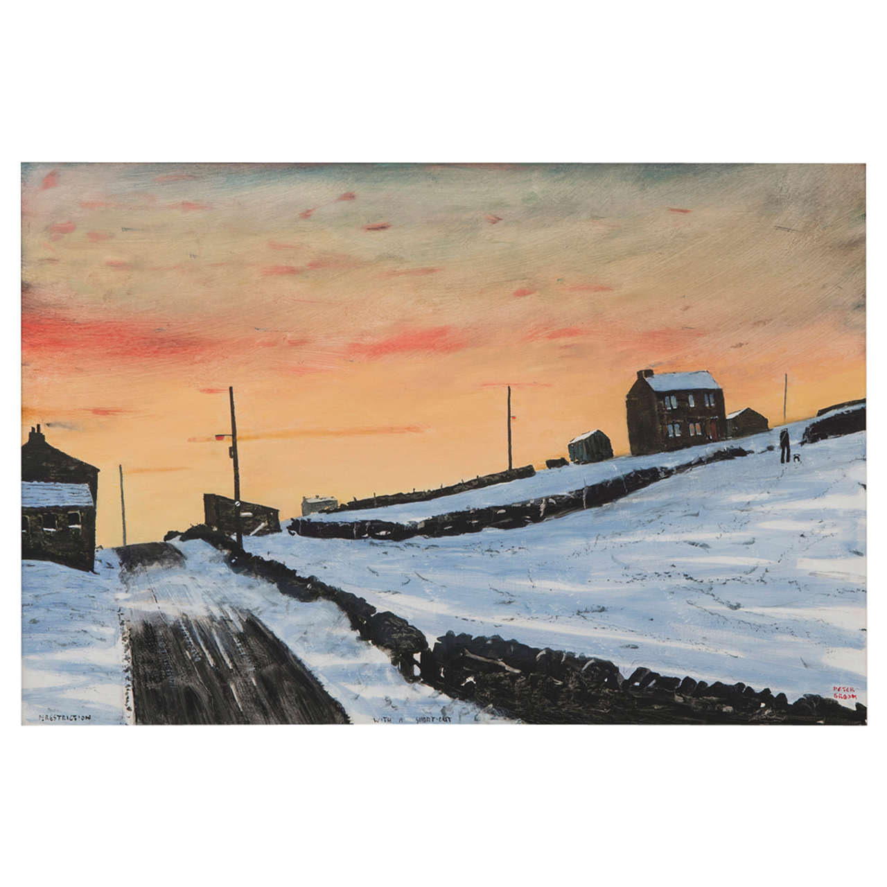 Peter Brook landscape painting oil on board, England circa 1970 For Sale