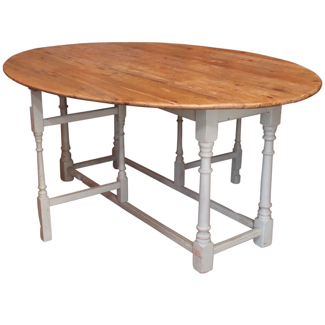 19th Century Painted Drop Leaf Table For Sale