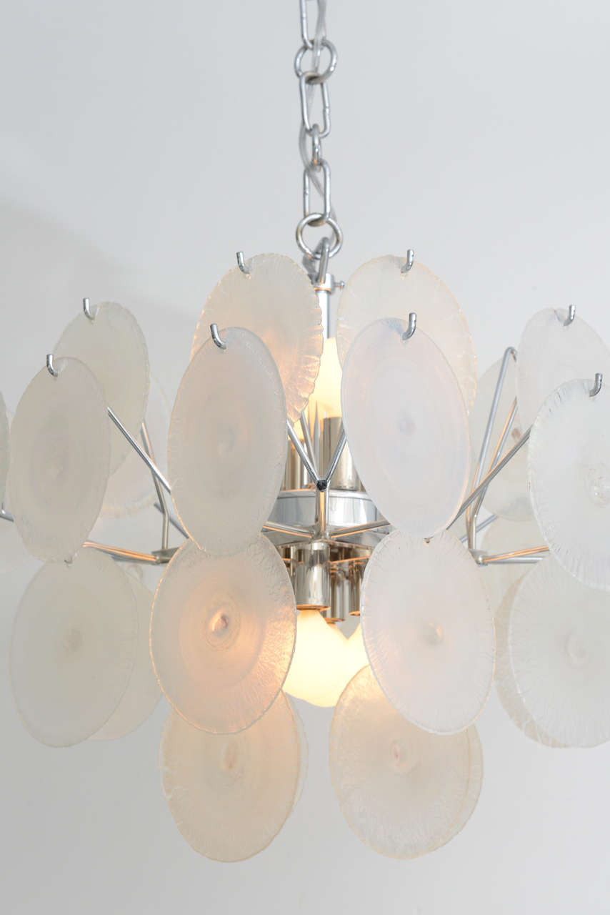 Mid-Century Modern Vistosi Iridescent Disc Chandelier