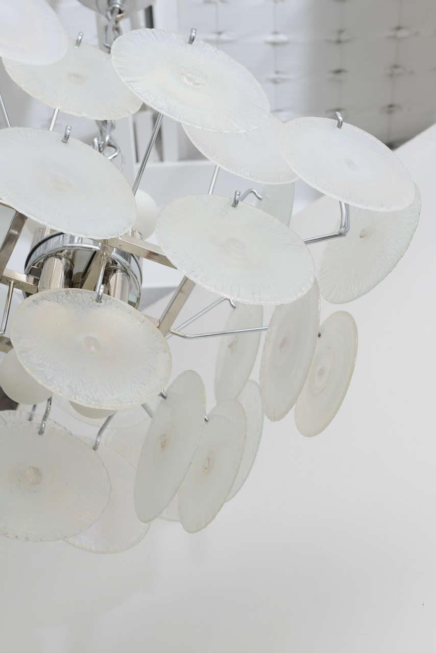 Chrome Vistosi Iridescent Disc Chandelier