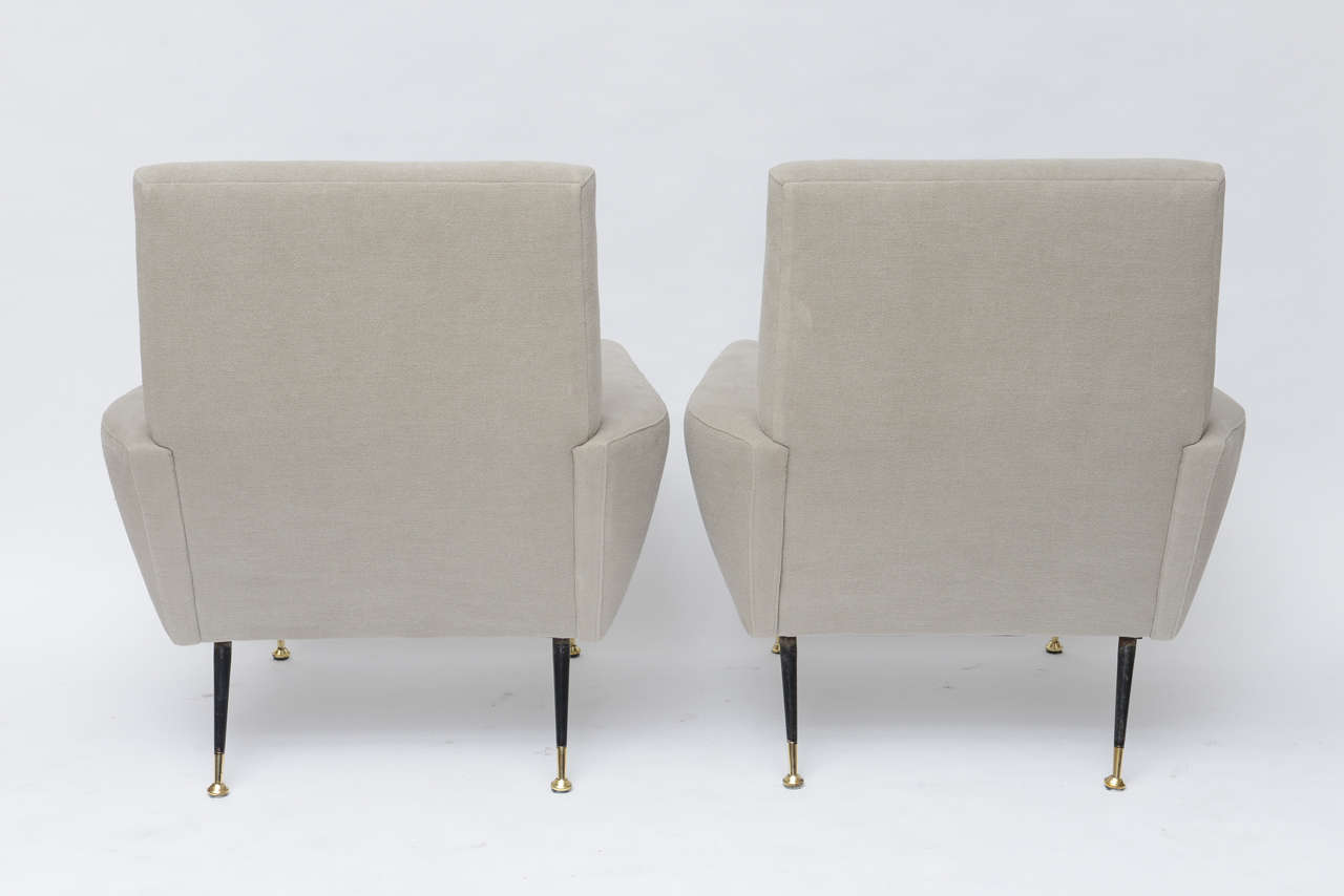 Brass 1950s Italian Lounge Chairs