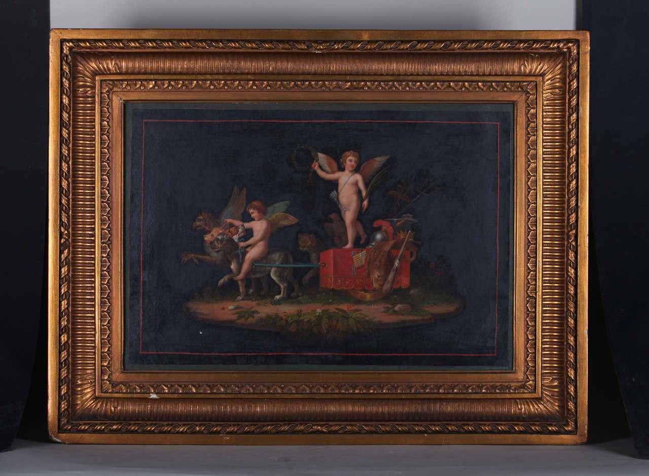 Michelangelo Maestri (attr.), Putti on a chariot, ca. 1800

Michelangelo Maestri (Italian, ?-1812, Rome) was well known for his compositions after the antique, specially on the frescoes found in Pompeii and Hercolaneum. For this reason he was very