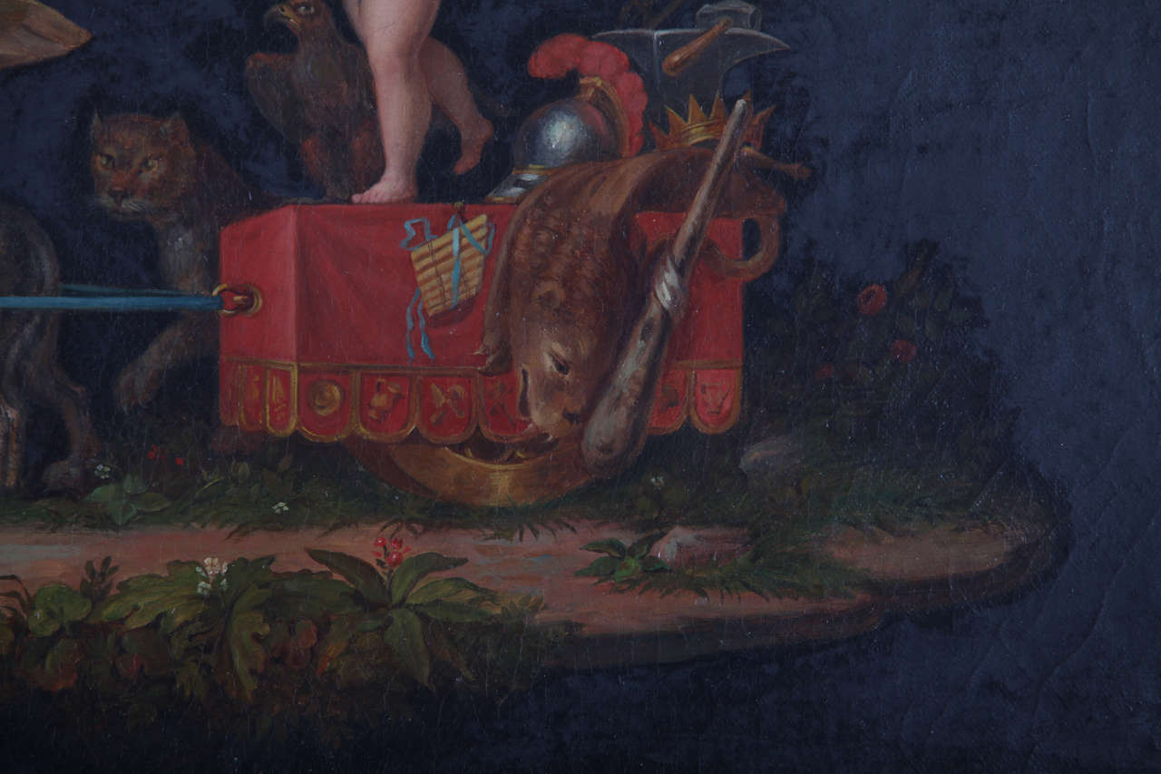 Italian Michelangelo Maestri (attr.), Putti on a chariot, ca. 1800 For Sale