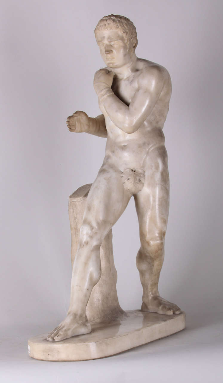 White Marble Sculpture Depicting "the Boxer"