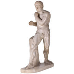 White Marble Sculpture Depicting "the Boxer"