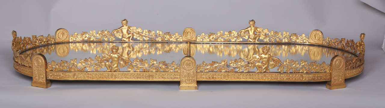 Center Table in Gilded Bronze and Crystal