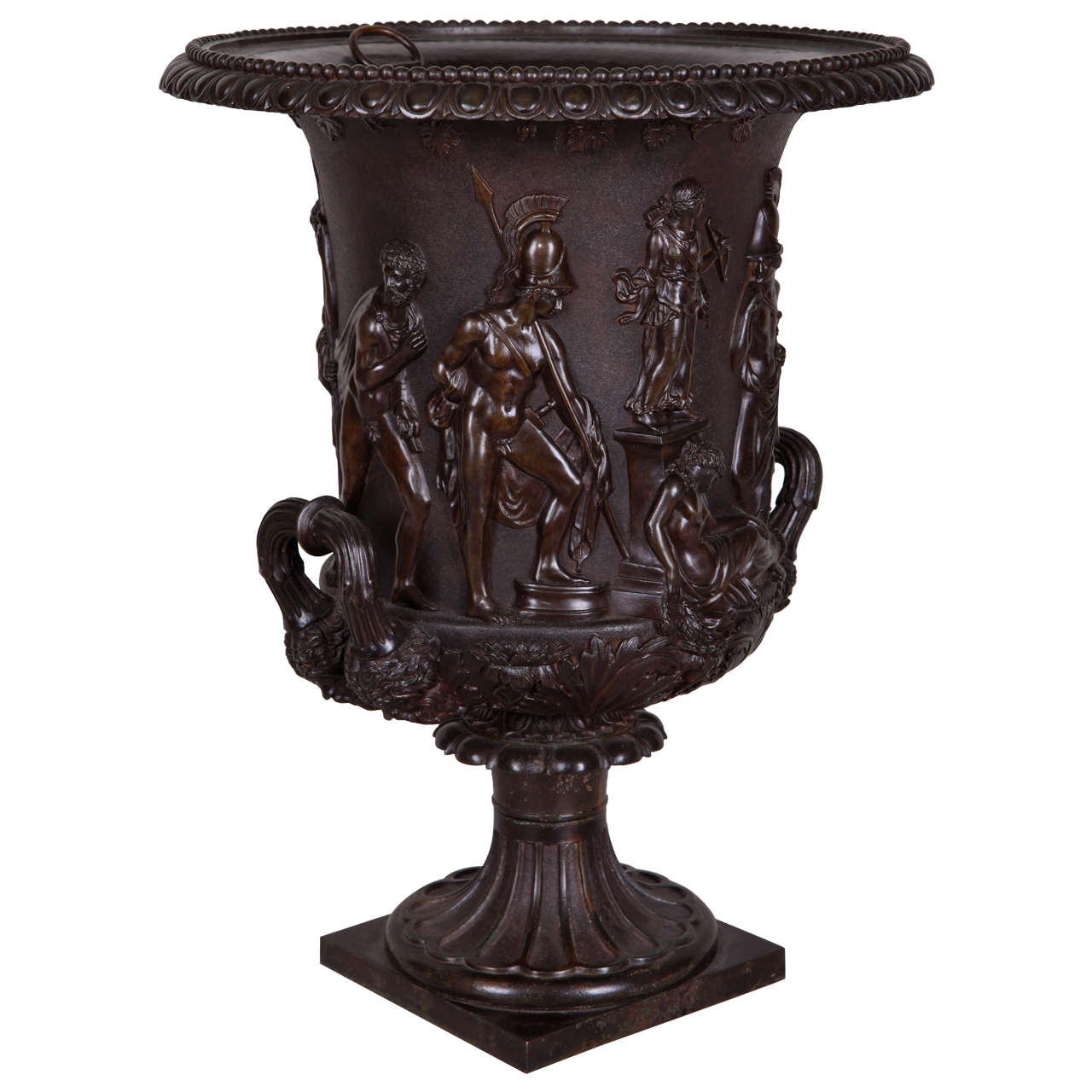 19th Century Italian Grand Tour bronze vase after the antique, by B. Boschetti For Sale