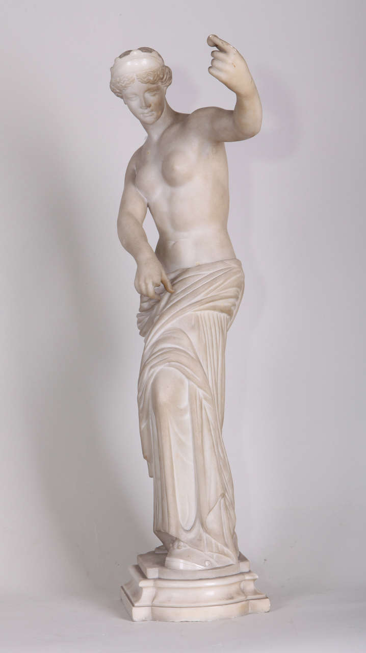 19th Century white marble Venus of Capua after the antique

The original sculpture housed at the Museo Archeologico Nazionale di Napoli, Naples, Italy was named after its findspot at the ruins of the roman theatre in Capua, discovered in the 18th