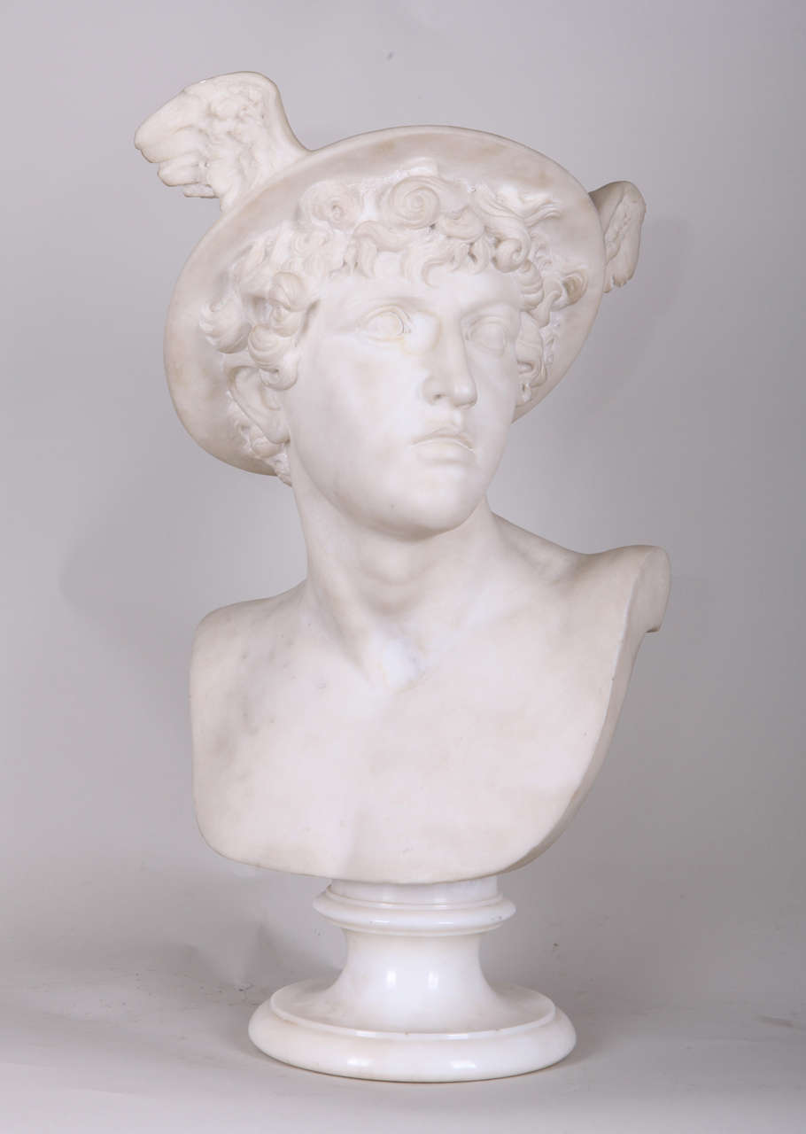 White marble bust depicting 