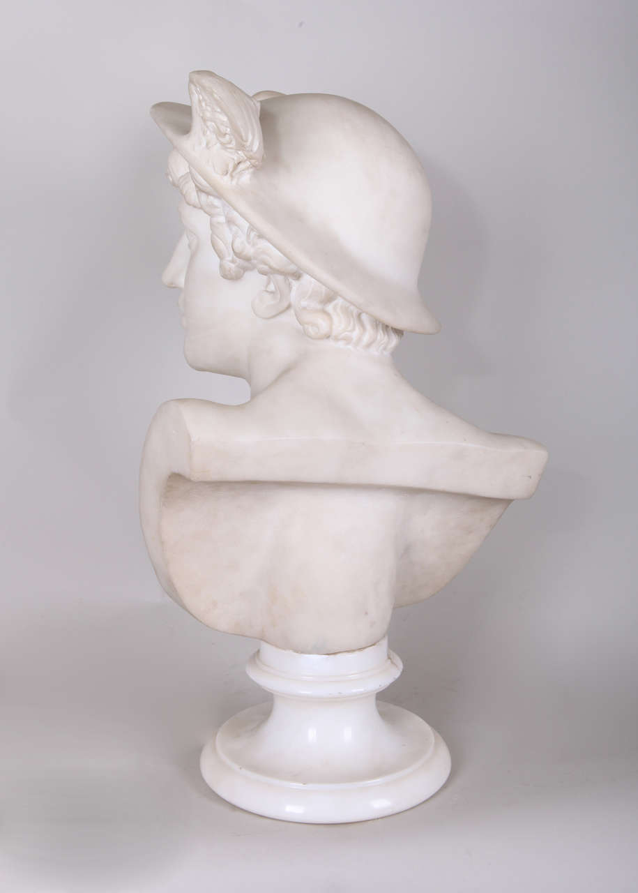 19th Century White Marble Bust Depicting 