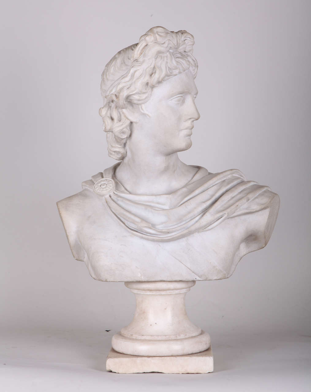 White marble bust  depicting Apollo Belvedere