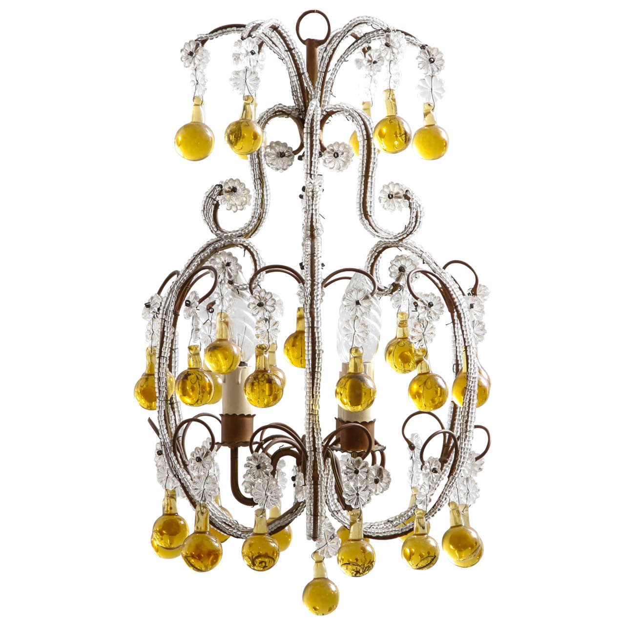 French Regency Crystal Beads Chandelier For Sale