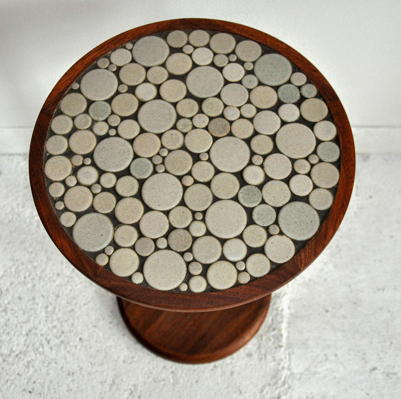 Ceramic Tile-Top Round Side Table by Gordon Martz 1